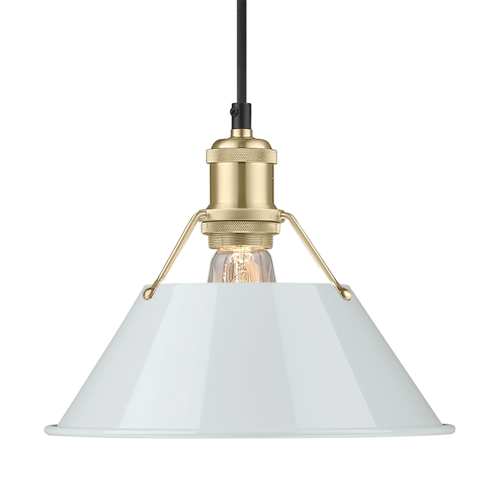 Yep by Golden Lighting Orwell 1-light 10in Pendant in Brushed Champagne Brass and Dusky Blue shade